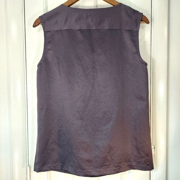 GAP Gray Silky Sleeveless Tank Top Blouse w/Decorative Corded Scoop Neck Sz 6 - Picture 7 of 12